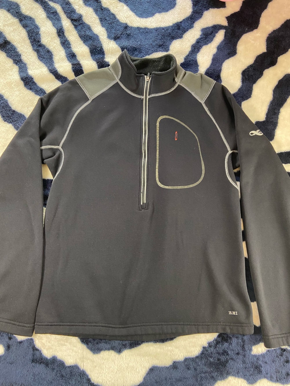 REI Mens Black Fleece OXT Jacket Pullover Sweater Half Zip Large Sheatshirt L